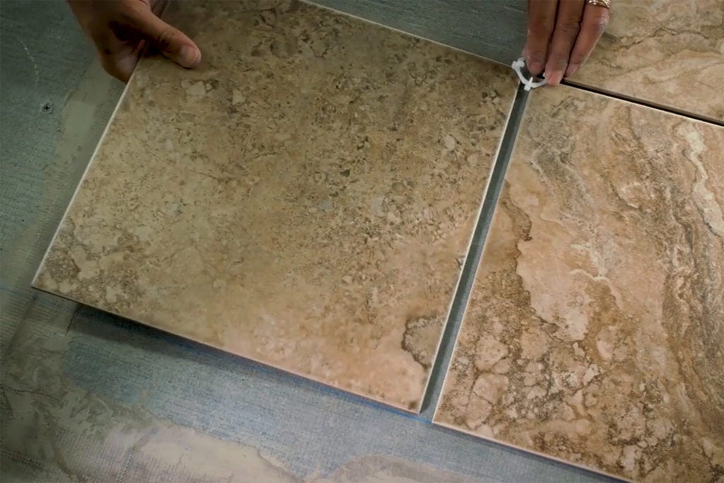 Testing a tile layout with a dry lay