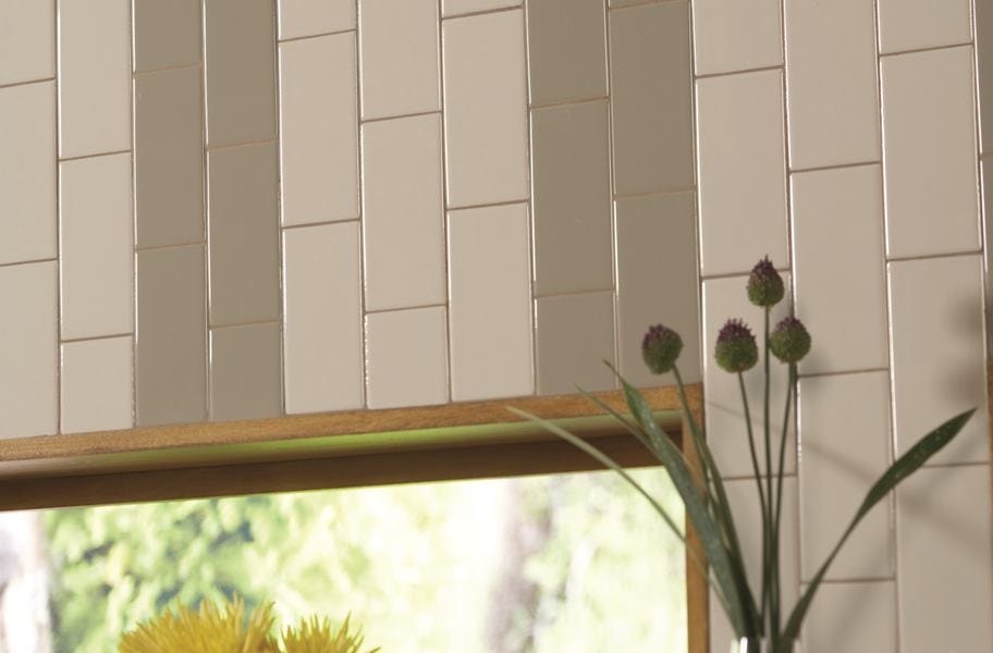 Colorful subway tiles on a wall