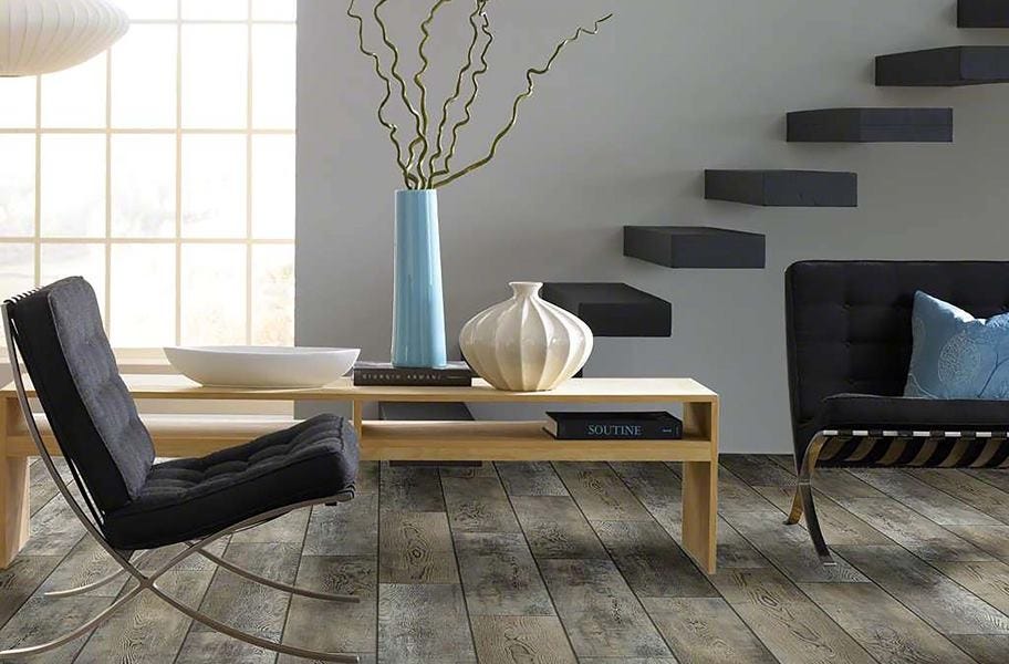 Waterproof vinyl flooring in a living room setting