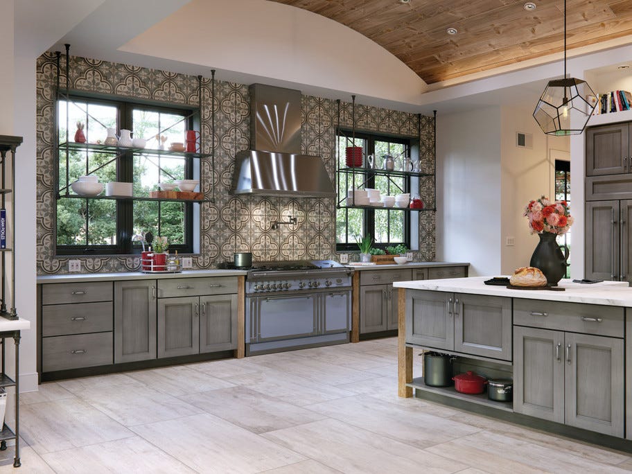 Daltile season wood large format wood-look tile in a kitchen setting