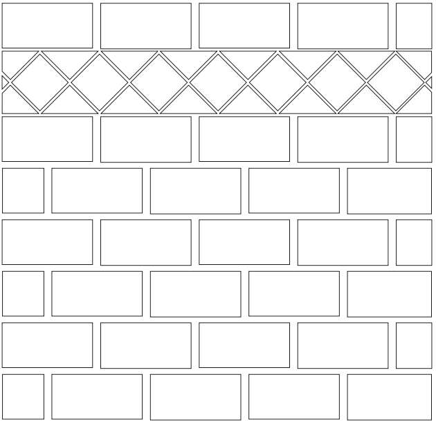 Backsplash tile layout: brickwork with a diamond border