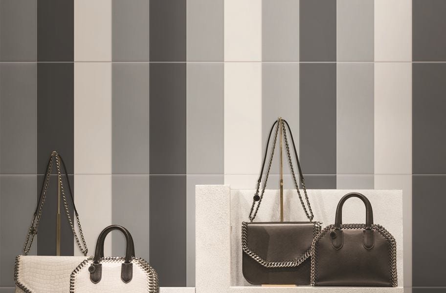 Tile pattern trends: Single tile vertical stacked pattern in a commercial setting