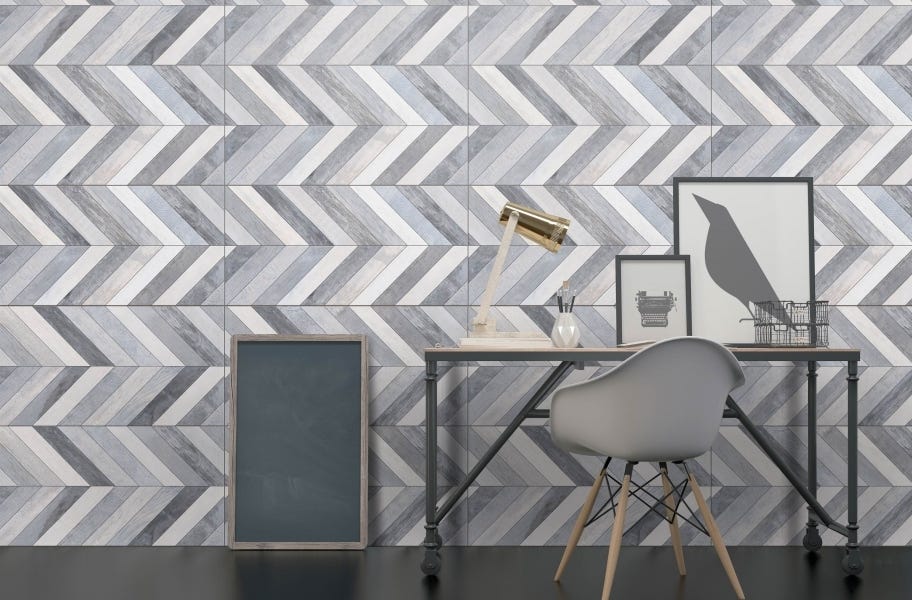 gray chevron wall tile pattern