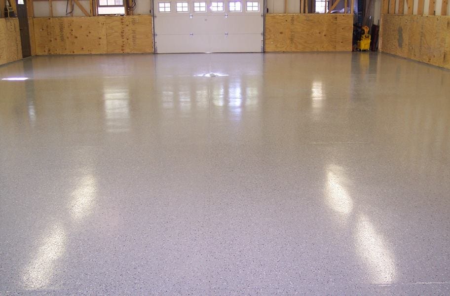 Epoxy garage floor coating in a home garage