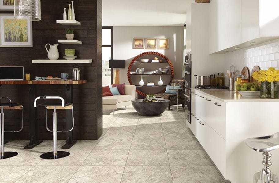 stone-look groutable luxurt vinyl tile (LVT)