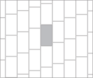 Vertical stepped brick tile pattern