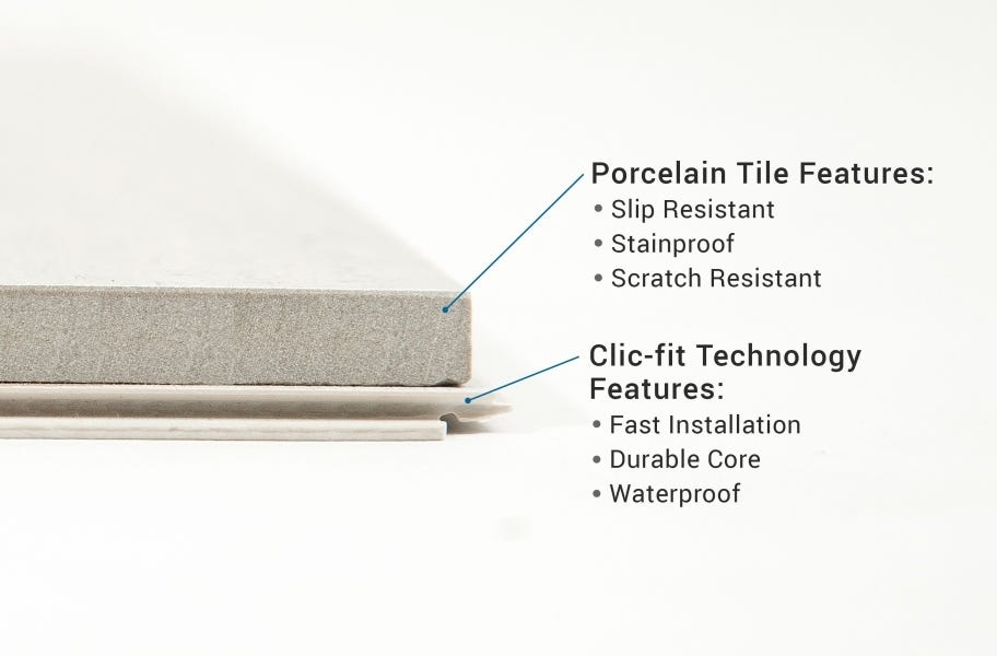 Cross section of RevoTile tile flooring