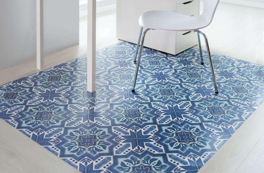 Temporary Flooring for Renters: FloorAdorn peel and stick vinyl tiles that can be easily installed and removed at any point and time. 