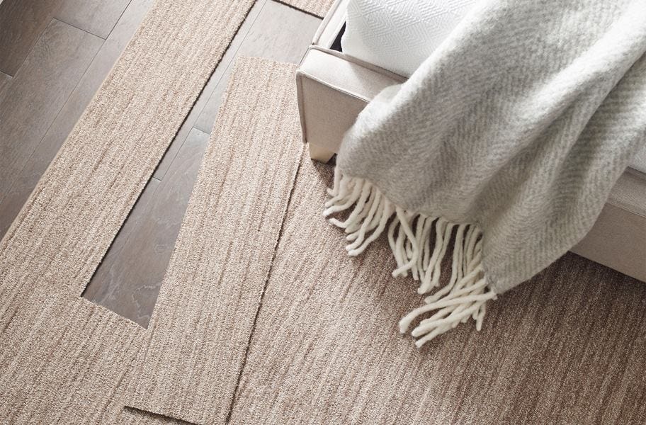 Temporary Flooring for Renters: Floorigami Desert Dawn peel and stick carpet planks that can be easily installed and removed at any point and time. 