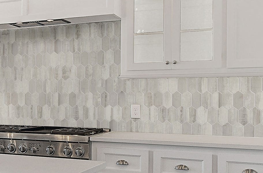 Tile backsplash trends: wood-look picket tile