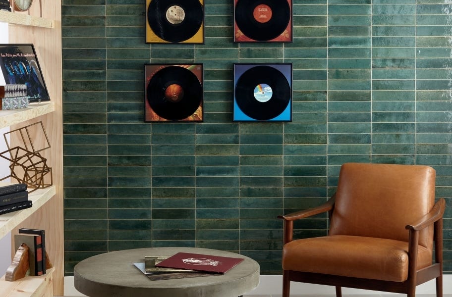 Green backsplash tile