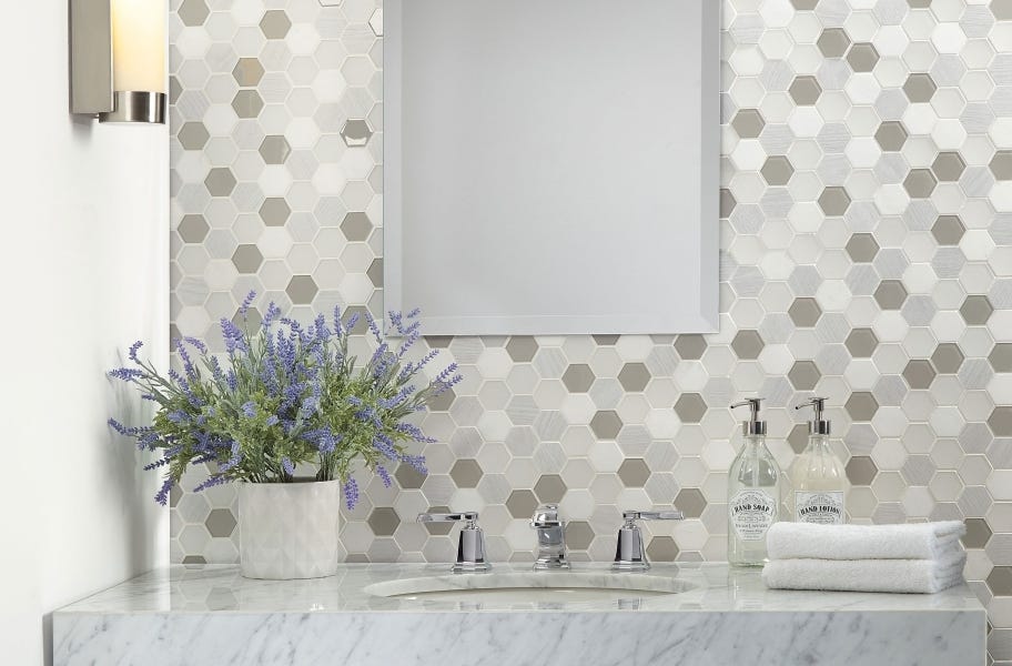 Backsplash Buying Guide: hexagon mosaic tile