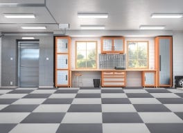 Soft Plastic Garage Tiles in a Neutral gray checkered pattern