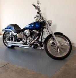 Garage Floor Mat under a motorcyle