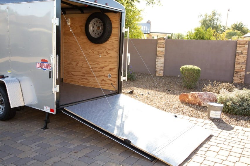Rolled vinyl flooring used in an enclosed trailer