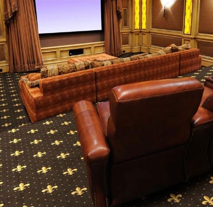 Broadloom carpet in a home theater