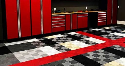 custom garage floor tile installation