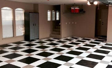 grid-loc garage tile flooring in a custom installation