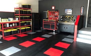 Nitro garage floor tiles in a custom bold design