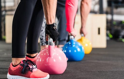 Kettle Bells on Rubber Floor Tiles