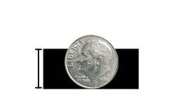 1/2" thick rubber flooring in front of a dime to show relative thickness