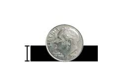 1/4" thick rubber flooring in front of a dime to show relative thickness