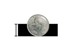 8mm thick rubber flooring in front of a dime to show relative thickness