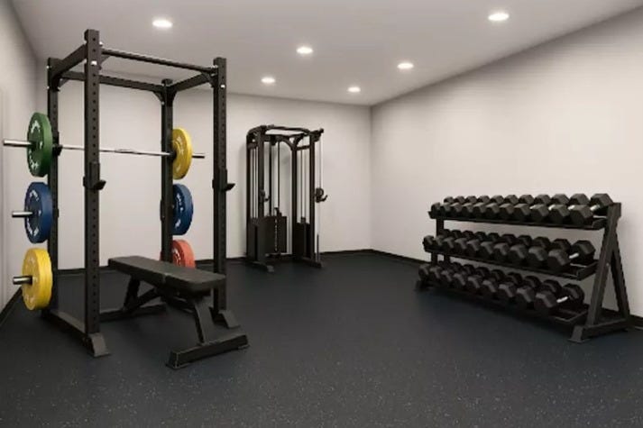 NextGen XL 5 foot wide rubber rolls in a home gym